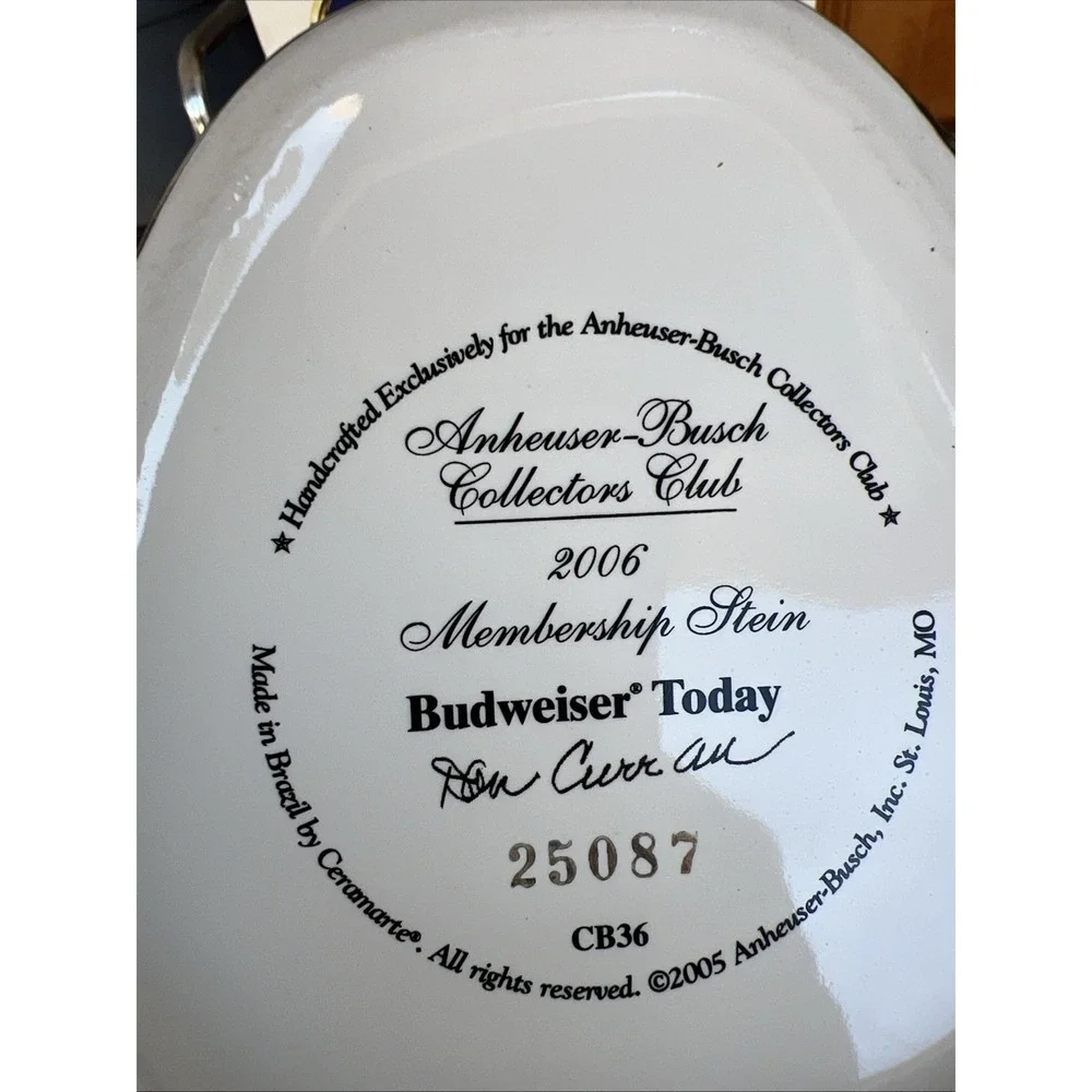 2006 Anheuser-Busch Collector's Club CB36 Budweiser Today Membership Stein NIB